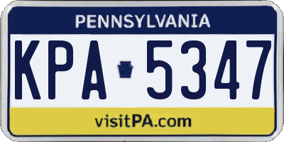 PA license plate KPA5347