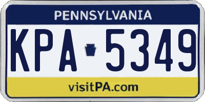 PA license plate KPA5349