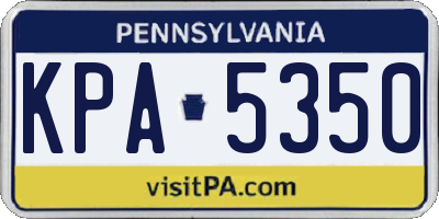 PA license plate KPA5350