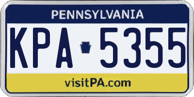 PA license plate KPA5355