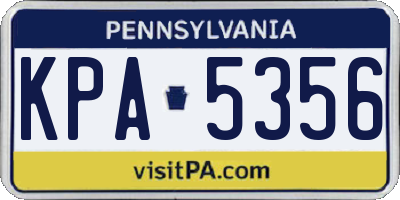 PA license plate KPA5356