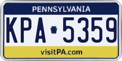 PA license plate KPA5359