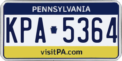 PA license plate KPA5364