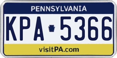 PA license plate KPA5366
