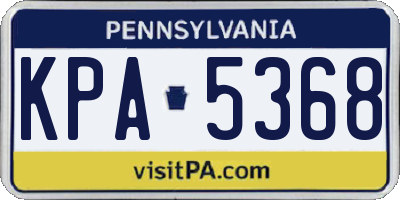 PA license plate KPA5368