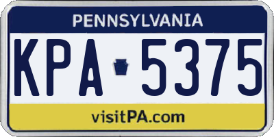 PA license plate KPA5375
