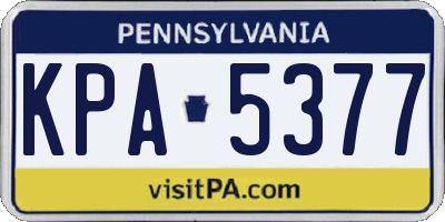 PA license plate KPA5377