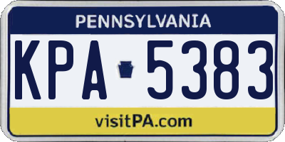 PA license plate KPA5383