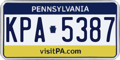 PA license plate KPA5387