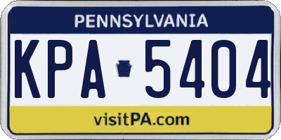 PA license plate KPA5404
