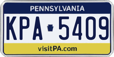 PA license plate KPA5409