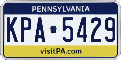 PA license plate KPA5429