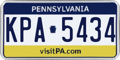 PA license plate KPA5434