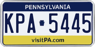 PA license plate KPA5445