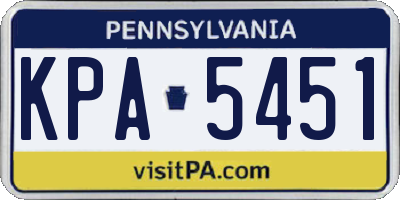 PA license plate KPA5451