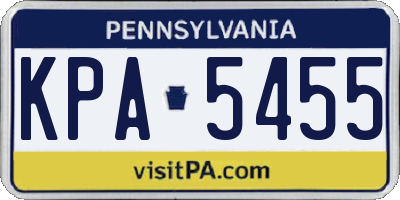 PA license plate KPA5455