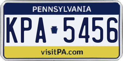 PA license plate KPA5456
