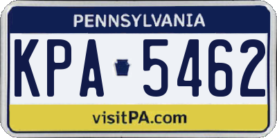 PA license plate KPA5462