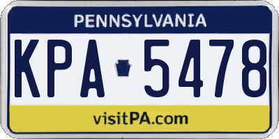 PA license plate KPA5478