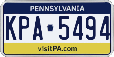 PA license plate KPA5494