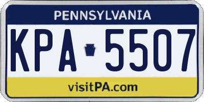 PA license plate KPA5507