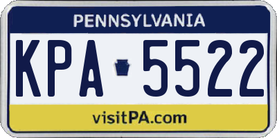 PA license plate KPA5522