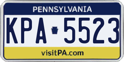 PA license plate KPA5523