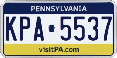 PA license plate KPA5537