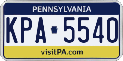 PA license plate KPA5540