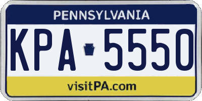 PA license plate KPA5550