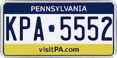 PA license plate KPA5552