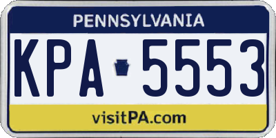 PA license plate KPA5553