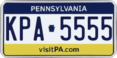 PA license plate KPA5555