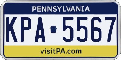 PA license plate KPA5567