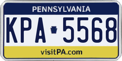 PA license plate KPA5568