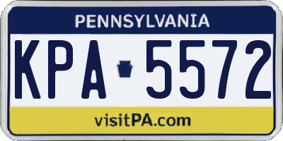 PA license plate KPA5572