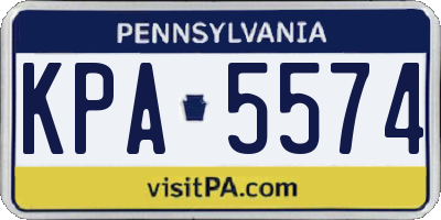 PA license plate KPA5574