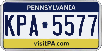 PA license plate KPA5577