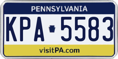 PA license plate KPA5583