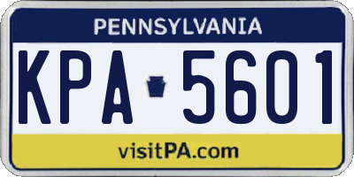 PA license plate KPA5601