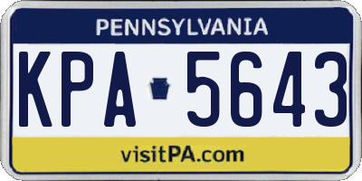 PA license plate KPA5643