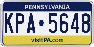PA license plate KPA5648