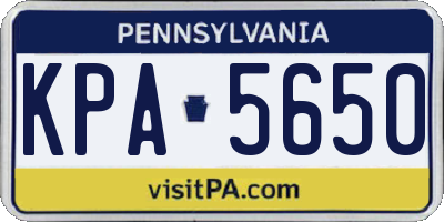 PA license plate KPA5650