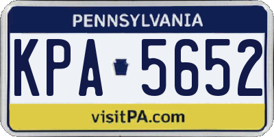 PA license plate KPA5652