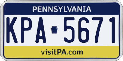 PA license plate KPA5671