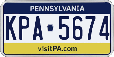 PA license plate KPA5674