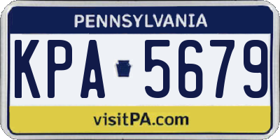 PA license plate KPA5679