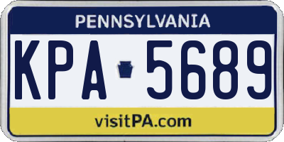 PA license plate KPA5689