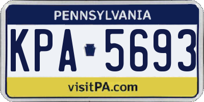 PA license plate KPA5693