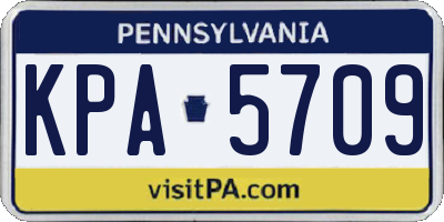 PA license plate KPA5709